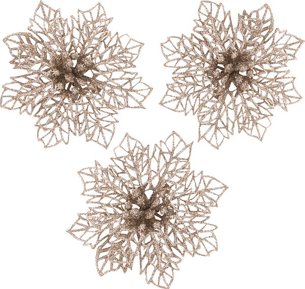 Изображение товара Набор елочных игрушек Волшебная страна Пуансеттия / 108570 (3шт)