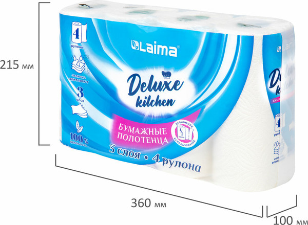 Изображение товара Бумажные полотенца Laima Deluxe / 115400