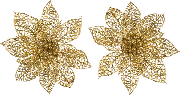 Изображение товара Набор елочных игрушек Волшебная страна Цветы / 110236 (2шт, золотой)