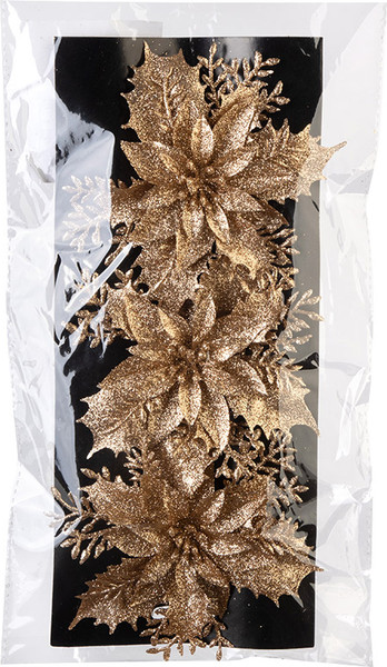 Изображение товара Набор елочных игрушек Волшебная страна Цветы / 110239 (3шт, медный)