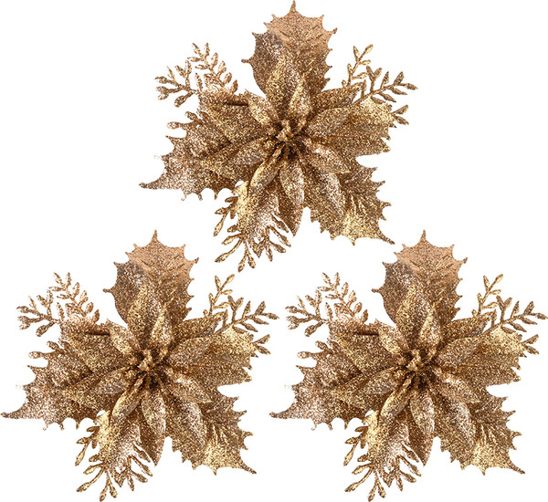 Изображение товара Набор елочных игрушек Волшебная страна Цветы / 110239 (3шт, медный)