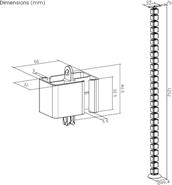 Изображение товара Держатель для проводов Ergosmart Ergo Cabel R (черный)