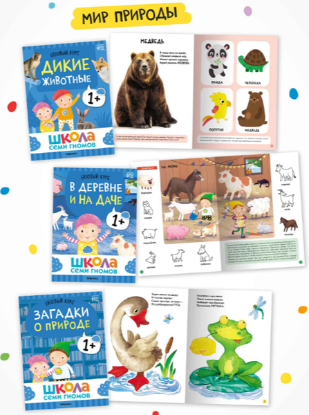 Изображение товара Набор развивающих книг Мозаика-Синтез Школа Семи Гномов. Годовой базовый курс 1+ / МС14054