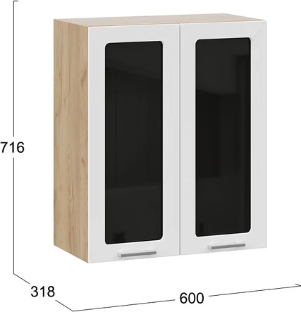 Изображение товара Шкаф навесной для кухни ТриЯ Габриэлла 1ВВ6С с двумя дверьми (дуб крафт золотой/сноу)