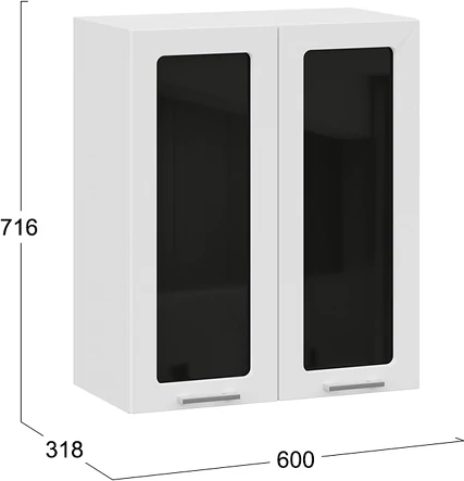 Изображение товара Шкаф навесной для кухни ТриЯ Габриэлла 1ВВ6С с двумя дверьми (белый/сноу)