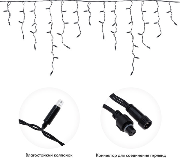 Изображение товара Светодиодная бахрома Neon-Night Айсикл 255-131 (4.8x0.6м, желтый)