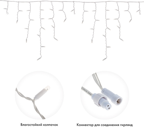 Изображение товара Светодиодная бахрома Neon-Night Айсикл 255-138 (4.8x0.6м, теплый белый)