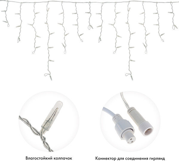 Изображение товара Светодиодная бахрома Neon-Night Айсикл 255-146 (4.8x0.6м, теплый белый)