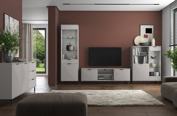 Изображение товара Шкаф с витриной Anrex Runa 1V1D2N (персидский жемчуг/амарок)