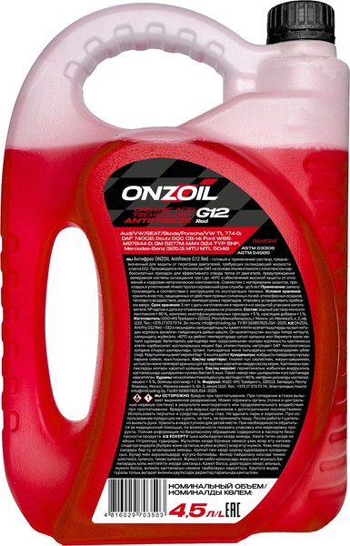 Изображение товара Антифриз Onzoil G12 (4.5л, красный)