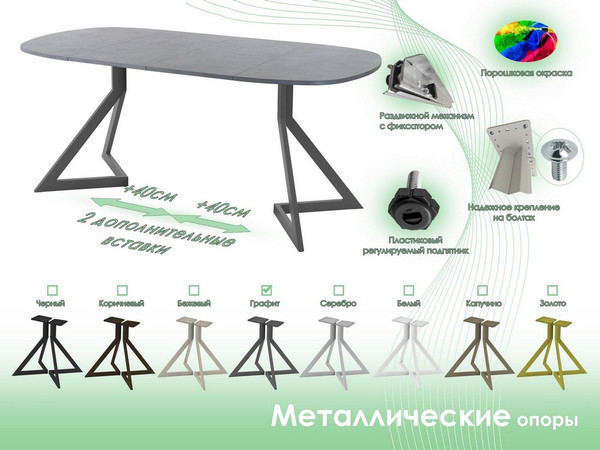 Изображение товара Обеденный стол AMC Elite Е20(900) D7 (графит/бетон чикаго светло-серый)