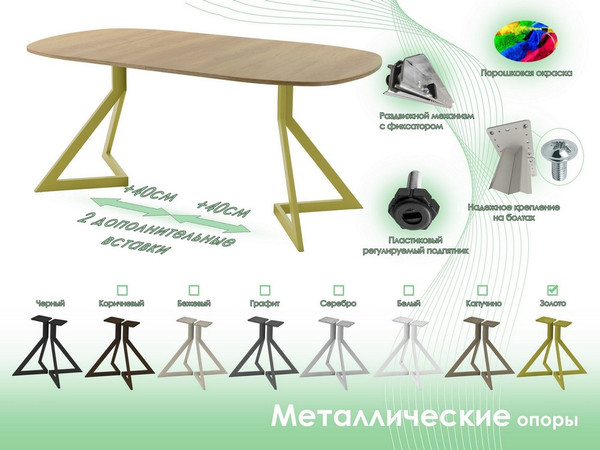 Изображение товара Обеденный стол AMC Elite Е20(900) D7 (золото/дуб небраска натур)