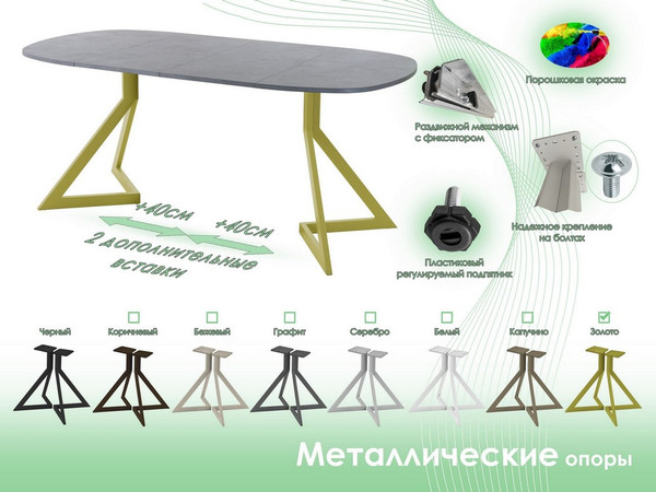 Изображение товара Обеденный стол AMC Elite Е20(900) D7 (золото/бетон чикаго светло-серый)