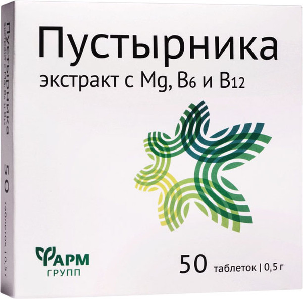 Изображение товара Комплексная пищевая добавка Фармгрупп Пустырника экстракт с Mg и В6 (50 таблеток)
