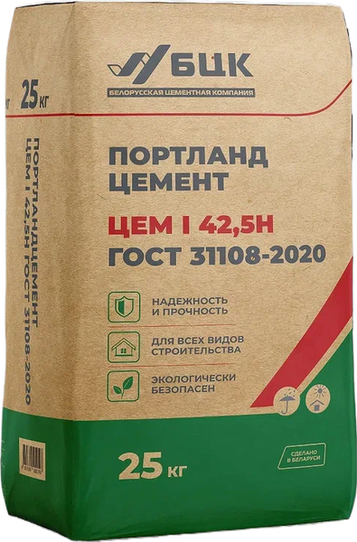 Цемент БЦК Портландцемент ЦЕМ I 42.5Н Д0 (25кг, Кричев)