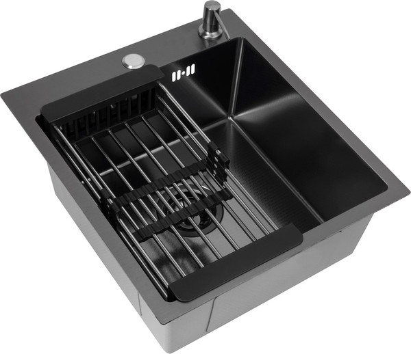 Изображение товара Мойка кухонная Basic CL DS Decor 45x50 (черный, коландер, дозатор)