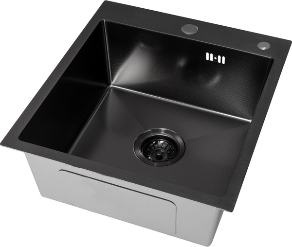 Изображение товара Мойка кухонная Basic CL DS Decor 45x50 (черный, коландер, дозатор)