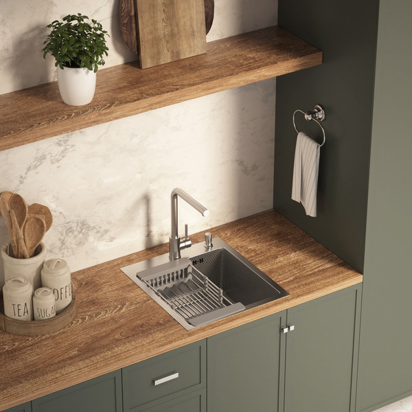 Изображение товара Мойка кухонная Basic CL DS Decor 45x50  (сатин, коландер, дозатор)