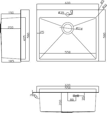 Изображение товара Мойка кухонная Basic CL DS Decor 60x50 (черный, коландер, дозатор)