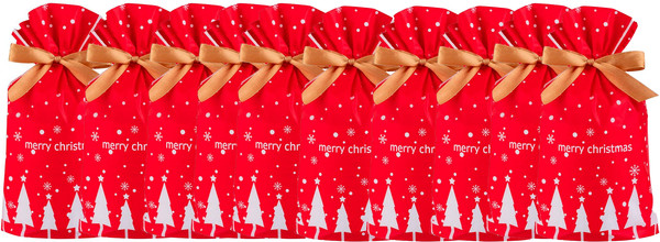 Изображение товара Набор пакетов подарочных Волшебная страна Елки / 109724 (10шт, красный)