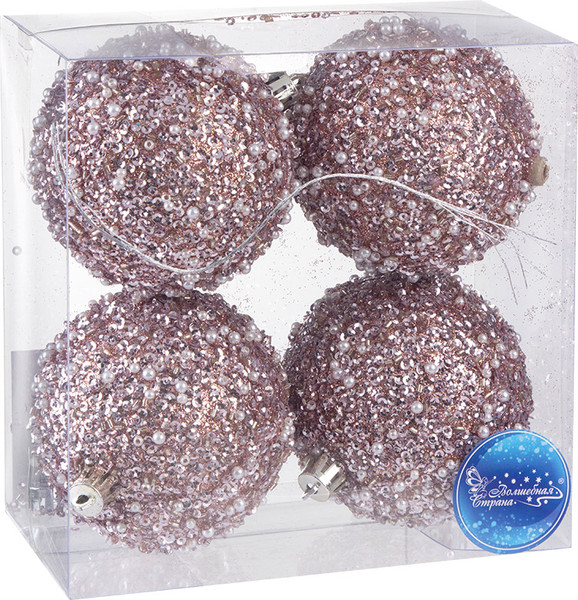 Изображение товара Набор шаров новогодних Волшебная страна Сияние розовое / 110457 (4шт)