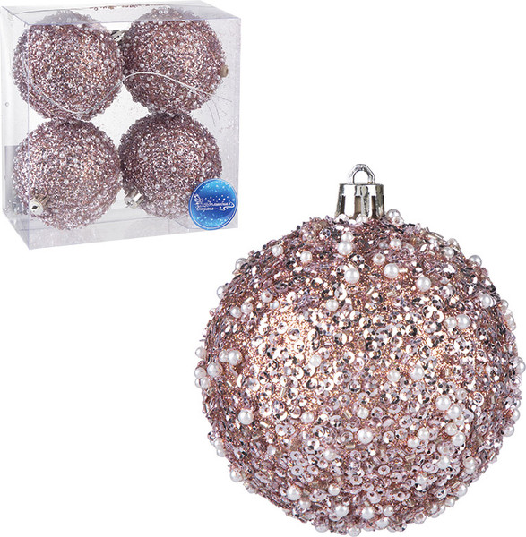 Изображение товара Набор шаров новогодних Волшебная страна Сияние розовое / 110457 (4шт)