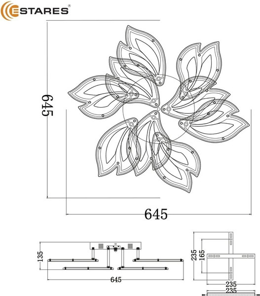 Изображение товара Люстра Estares Medea 120W 9F-RC-645x135-WHITE/WHITE-220-IP20
