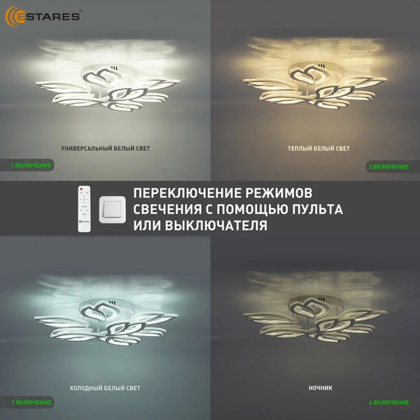 Изображение товара Люстра Estares Medea 120W 9F-RC-645x135-WHITE/WHITE-220-IP20