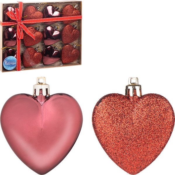 Изображение товара Набор елочных игрушек Волшебная страна Сердце бордовое / 110449 (12шт)