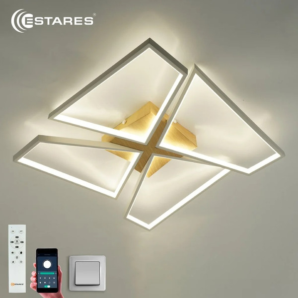 Изображение товара Люстра Estares Orlando 120W S-APP-550x550x90-WHITE/WOOD/WHITE-220-IP20