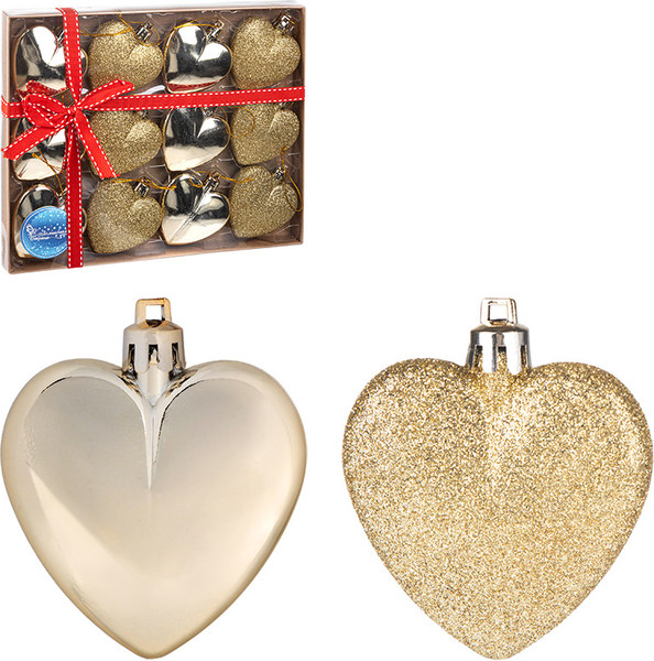 Изображение товара Набор елочных игрушек Волшебная страна Сердце золотое / 110447 (12шт)