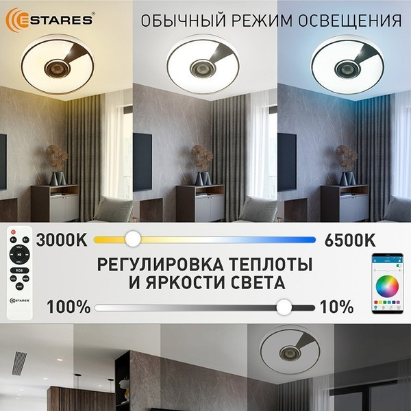 Изображение товара Потолочный светильник Estares Song RGB 40W R-APP-330x65-WHITE/CHROME/SHINY-220-IP20