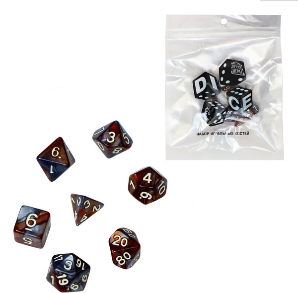 Изображение товара Набор кубиков для настольной игры Время игры Дайсы для ДнД Кварцит / 9891842 (7шт)