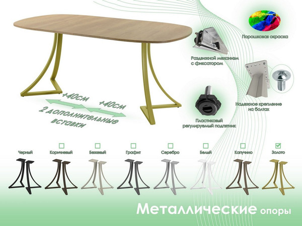 Изображение товара Обеденный стол AMC Elite Е24(900) D7 (золото/дуб небраска натур)