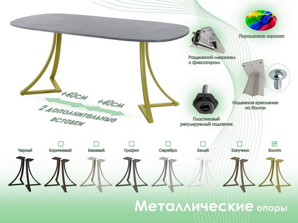 Изображение товара Обеденный стол AMC Elite Е24(900) D7 (золото/бетон чикаго светло-серый)
