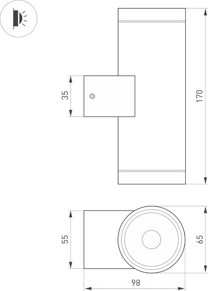 Изображение товара Бра уличное Arlight LGD-RAY-WALL-TWIN-R65-2x9W Day4000 GR / 044850