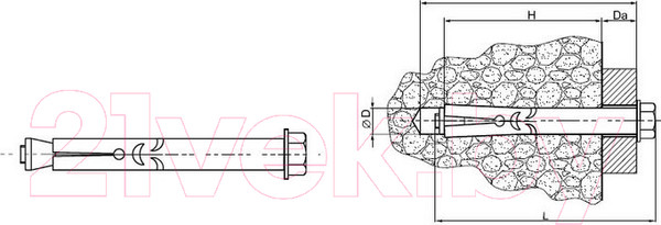 Изображение товара Анкерный болт ЕКТ М16x20x160 / CV011977 (10шт)