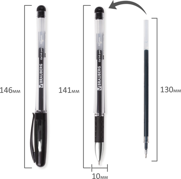 Изображение товара Ручка гелевая Brauberg Geller / 141180 (черный)