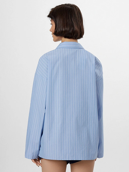 Изображение товара Рубашка Mark Formelle 502985 (р.170-84-90, белые полосы на темно-голубом)