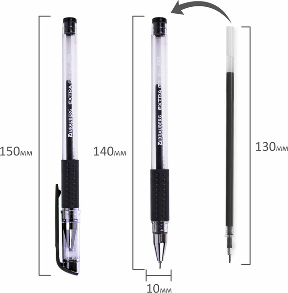 Изображение товара Ручка гелевая Brauberg Extra Gt Needle / 143918 (черный)