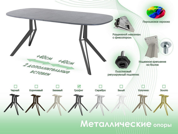 Изображение товара Обеденный стол AMC Elite Е21(900) D7 (графит/бетон чикаго светло-серый)