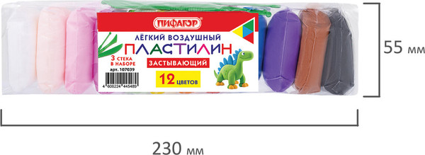 Изображение товара Пластилин Пифагор 107039 (12цв)