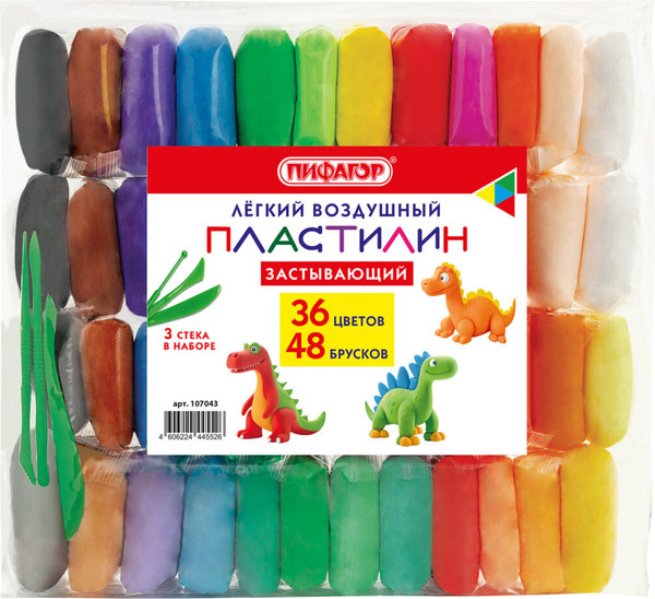 Изображение товара Пластилин легкий Пифагор 107043 (36цв)