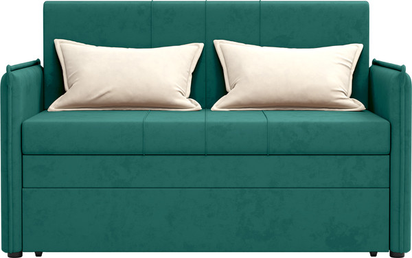 Изображение товара Диван Олмеко Дэнди 2 подушки (велюр Fresh изумруд/велюр Fresh крем)
