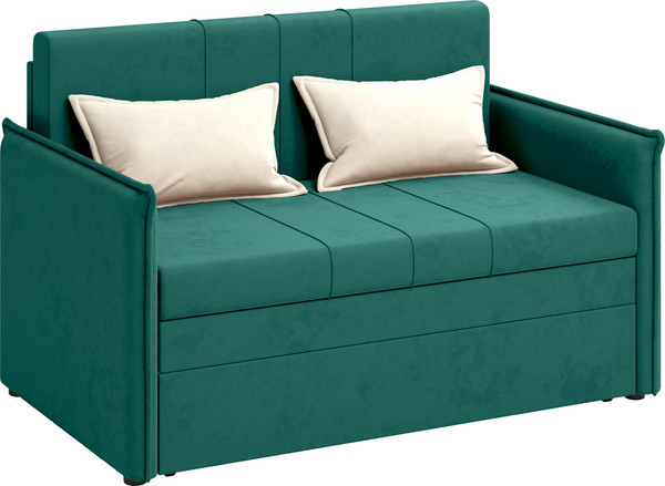 Изображение товара Диван Олмеко Дэнди 2 подушки (велюр Fresh изумруд/велюр Fresh крем)