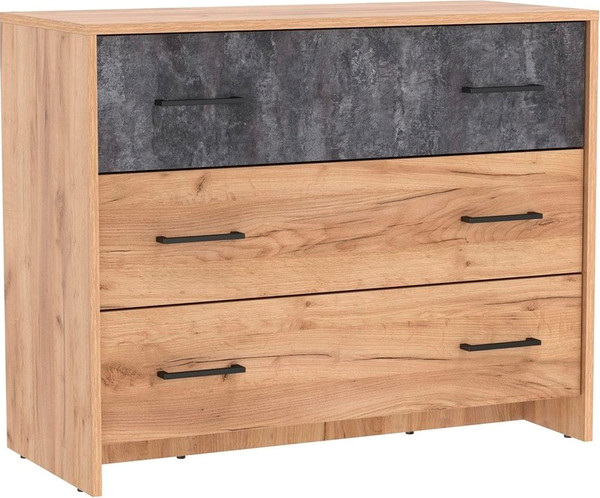 Изображение товара Комод Олмеко Бордо 85.02 (дуб золотой/цемент темный/ДВПО: белый)