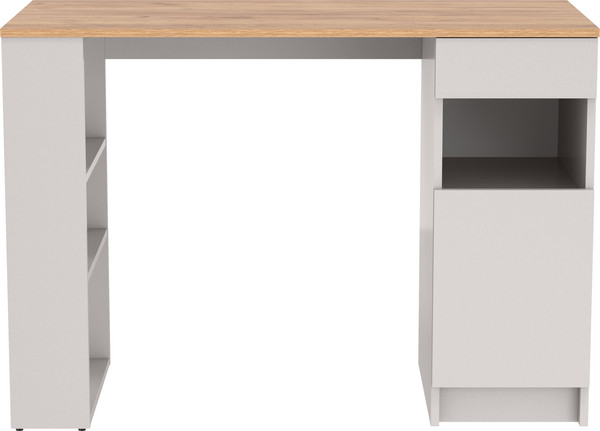 Изображение товара Письменный стол Олмеко Прайм с тумбой и полками 89.10 (кашемир/дуб золотой/ДВПО: серый камень)