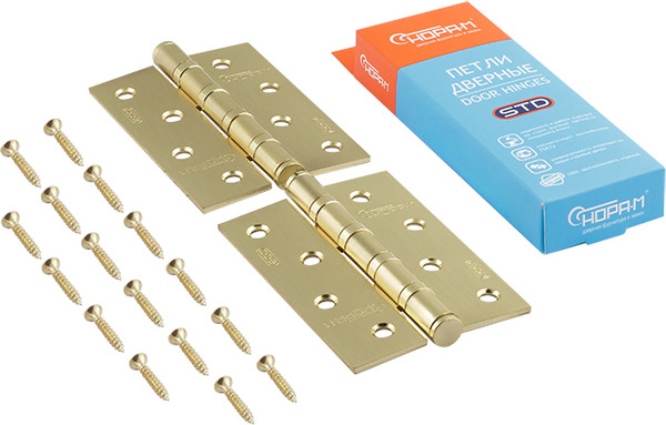 Изображение товара Петля дверная Нора-М 4-4ВВ FНР-STD SB 100x70x2.5 универсальная (матовое золото)
