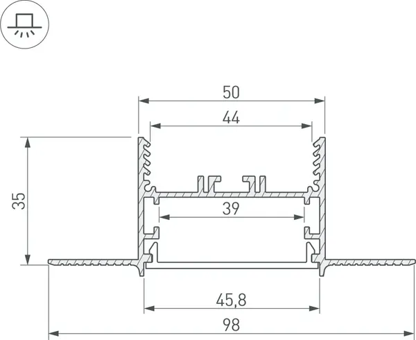 Изображение товара Угол профиля для светодиодной ленты Arlight SL-LINIA45-FANTOM / 030107