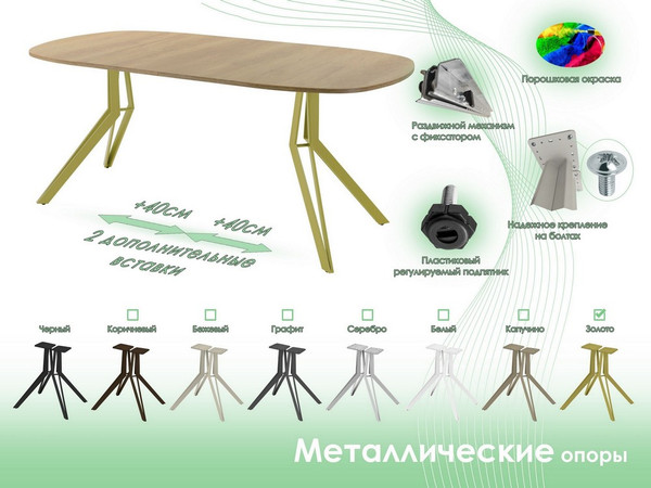 Изображение товара Обеденный стол AMC Elite Е21(900) D7 (золото/дуб небраска натур)